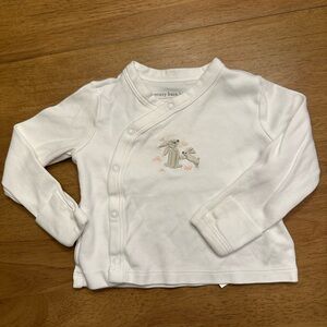 Pottery Barn White Baby Cardigan with Embroidery